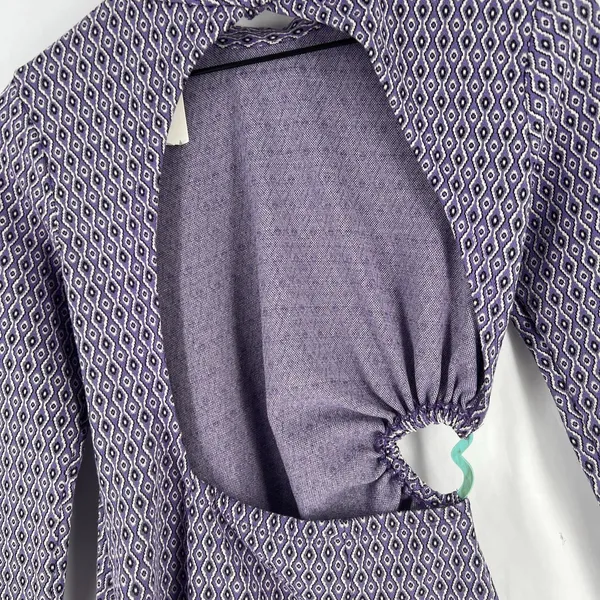 Zara Shift Dress Womens‎ Small Purple Stretch Geometric Cutout Back Cinched Side - Image 5