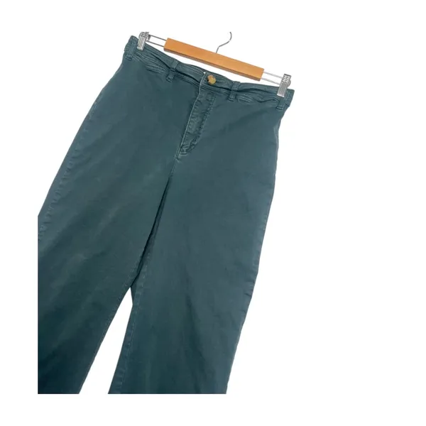 Marine Layer Pants Womens 10 Green Wide Leg High Rise Raw Hem Stretch Classic - Image 9
