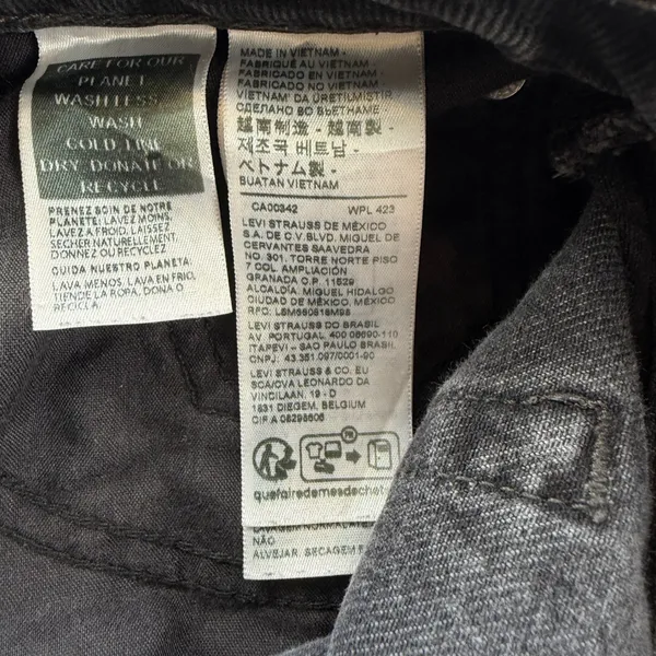 Levis Women W27 L30 Wide Leg Jeans Washed Black 100% Cotton A3566-0000 - Image 6