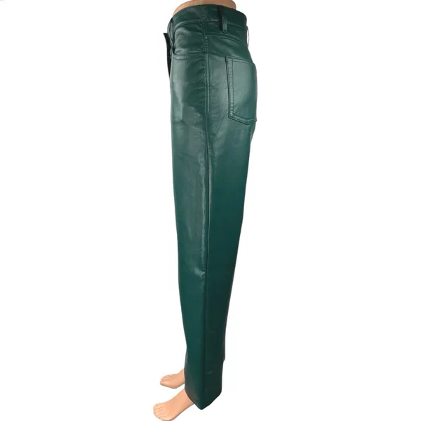 Aritzia Wilfred The Melina Faux Leather Green Women's Straight Casual Pants 4 - Image 2