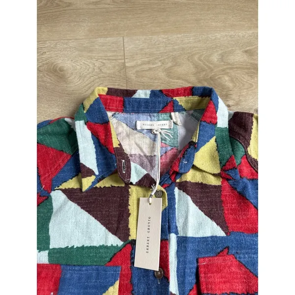 NWT Womens Buckle Exclusive Geo Patchwork Boyfriend Shirt GILDED‎ INTENT size M - Image 5