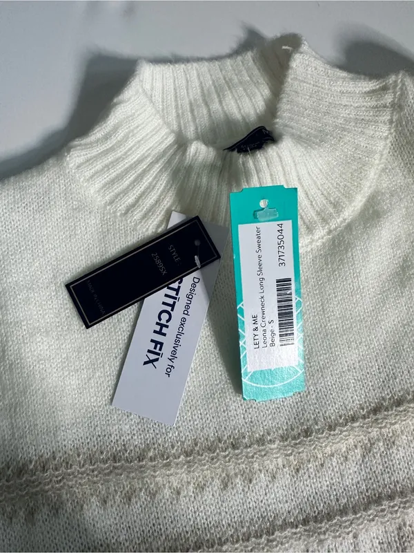 Stitch Fix Lety & Me Cream Textured Knit Crewneck Sweater NWT Size S - Image 4