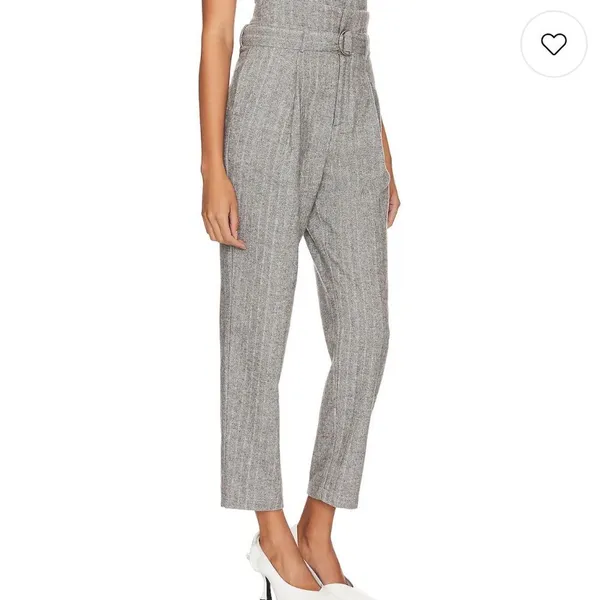 Line & Dot Paola Wool Blend High Rise Belted Trousers Grey L NWT - Image 2
