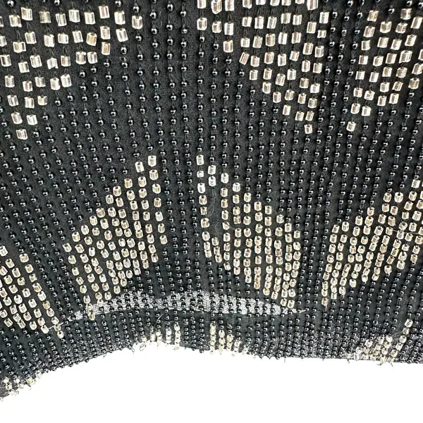 Reiss‎ Size 10 Dress Black Silk Sheath Beaded Geometric Short Sleeve Cocktail - Image 5