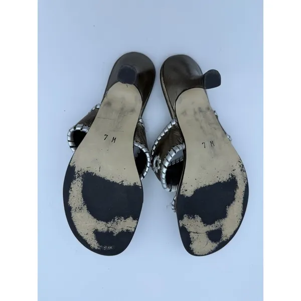 Jack Rogers Heeled Sandals Womens 7 Bronze Medallion Travel Boho Indie Vacation - Image 6