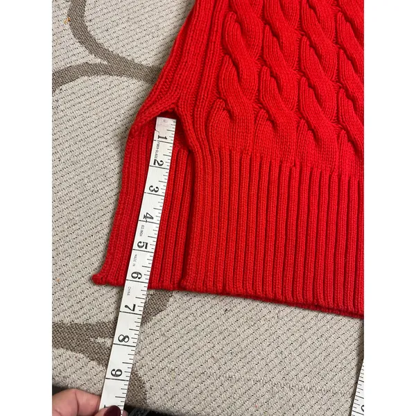 J. Crew Cotton blend cableknit side-slit crewneck sweater, style:Bm401, size s/m - Image 9