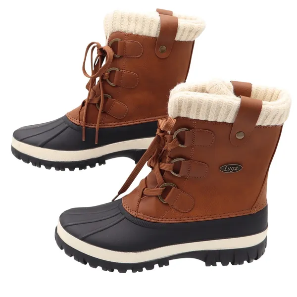 Lugz Duck Boots Womens 8 Tallulah Brown Black Water Resistant Faux Fur New - Image 2