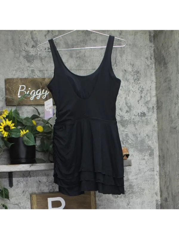 NWT Joylab Knit Layered Tiered Active Midi Dress Built In Shorts Onyx Black S - Image 3