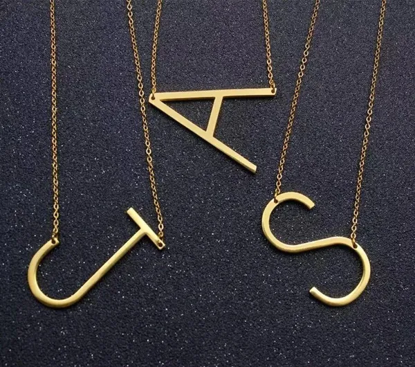Gold Initial Pendant Necklace Letters A-Z - Image 4