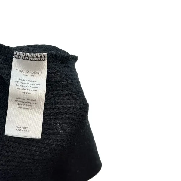 Rag & Bone Black Ribbed V Neck Long Sleeve Stretch Knit Tee Top Size Small‎ - Image 7