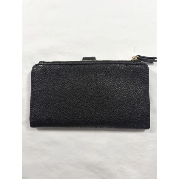 Nanette Lepore Black Pebbled Faux Leather Continental Snap Zip Wallet Clutch - Image 3