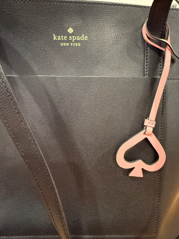 Kate Spade Patrice Black Leather Zipper Closure Shoulder Tote Purse Bag Charm - Image 5