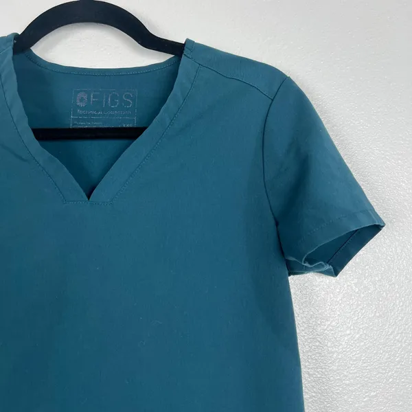 Figs Women Casma Technical Pocket Scrub Top Teal Blue XXS FW1100‎ - Image 2