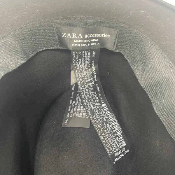 Zara Hat Wool Fedora Hat with Crystals Rhinestones Wide Brim Black‎ Size Small - Image 5