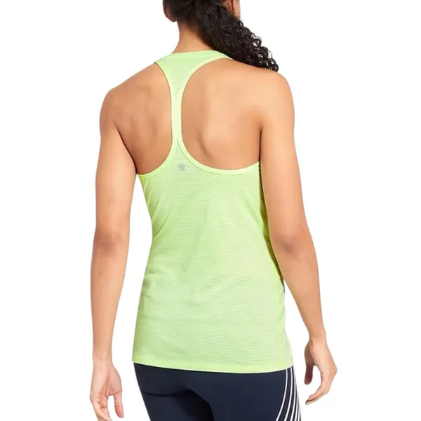 Athleta High Neck Shadow Stripe Chi Tank Neon Green Racetrack Size Small - Image 2