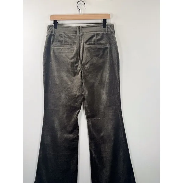 Anthropologie Maeve Womens Pants Gray Velvet Bootcut Stretch High Rise Size 6 - Image 8