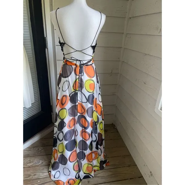 Tony Bowls Dress Size 6 Silk Maxi Y2K Fairy Sequin Beaded Colorful Whimsical 90’ - Image 9