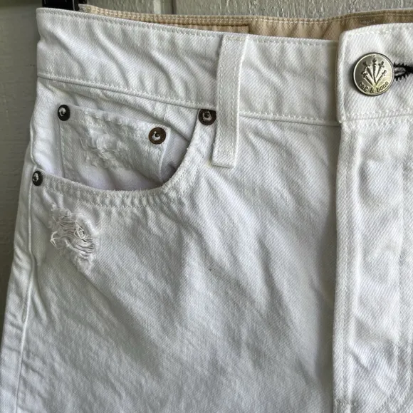 Rag & Bone Maya Ultra High Rise 5” Midi Short Organic Cotton in Summer‎ White 27 - Image 2
