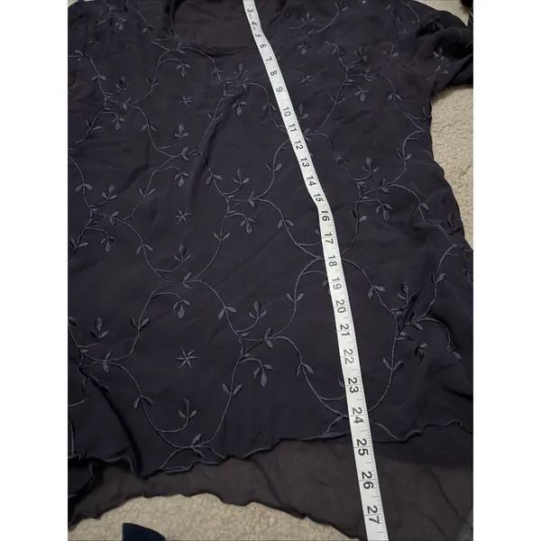 Vtg Dark Romantic Floral Top S Asymmetrical Embroidered Purple Romantic Feminine - Image 8