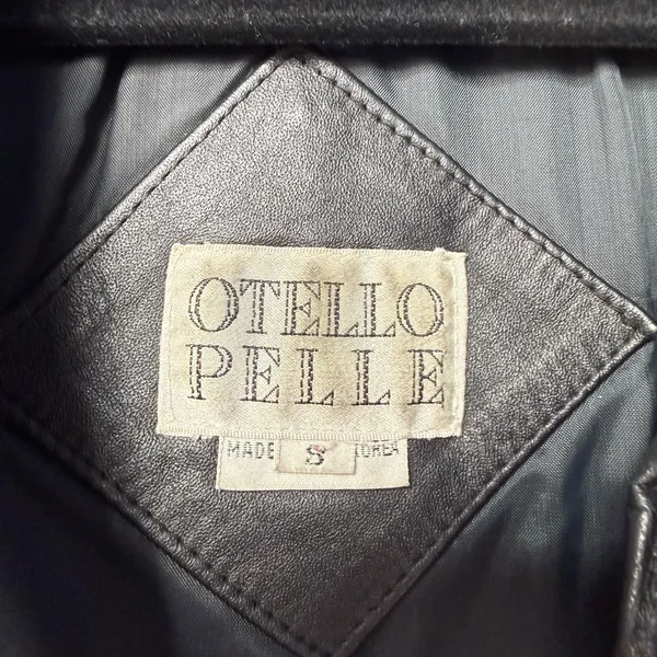 Vintage Y2K Otello Pelle Leather Trench Coat in Black‎ Size Small - Image 2