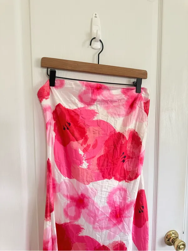 Peppermayo Strapless Pink & Red Floral Midi Dress - Image 3