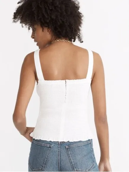 Madewell Lucie Smocked Tank Top White Size Small - Image 2