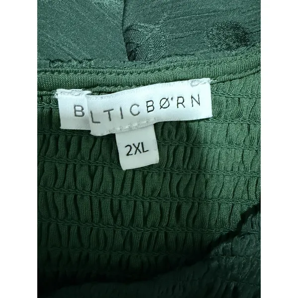 Baltic Born‎ Stockholm Smocked Dress Forest Green Women's Size 2XL - Image 12