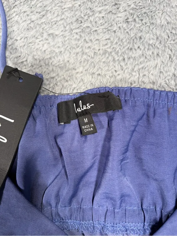 Lulu's Blue Tie-Front Cami Tank Top crop medium NWT - Image 2