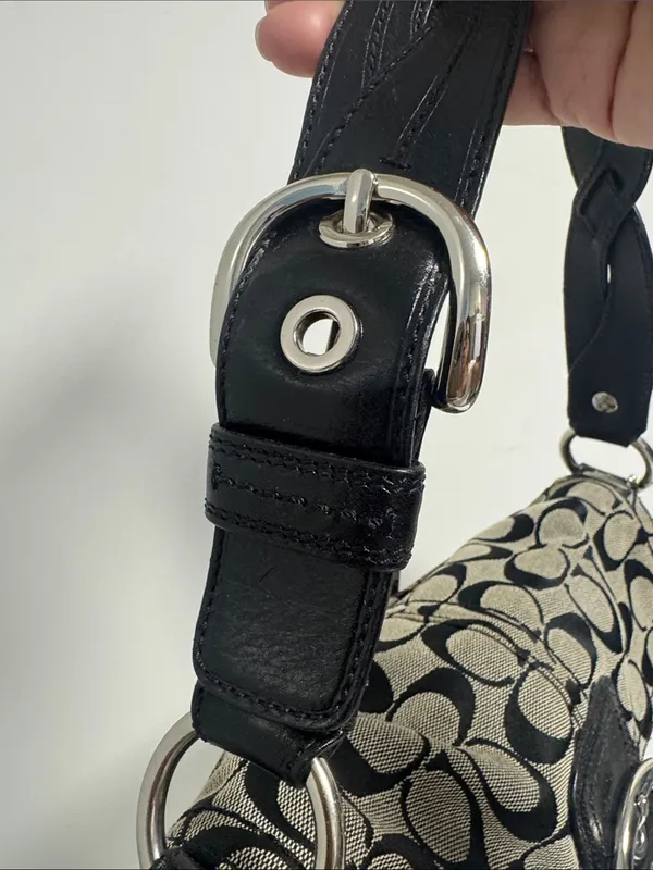 Coach SoHo Signature Flap Bag Y2K Oversized Hardware - Image 4