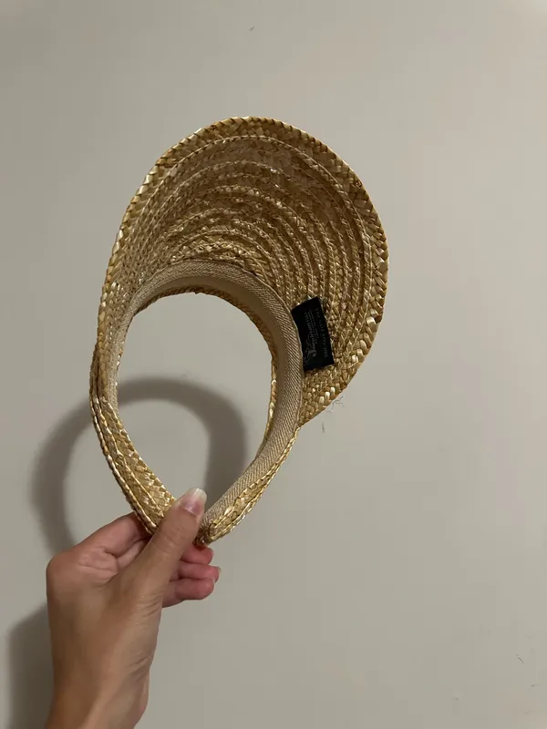Vintage Natural Straw Visor Gold - Image 4