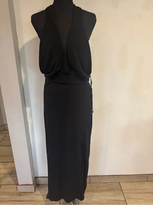 1990 style Elegant Black Halter Evening Dress - Women's Formal Gown - Image 3