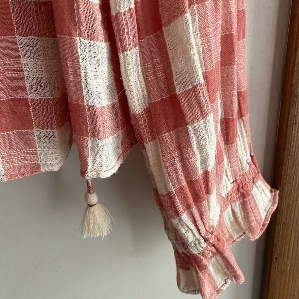Free People Honey Grove Plaid Top Pink - Image 9