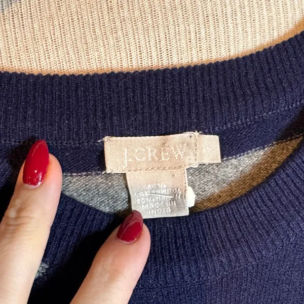 J. Crew Navy and Gray Striped lambs wool Short Sleeve Tee - Image 2