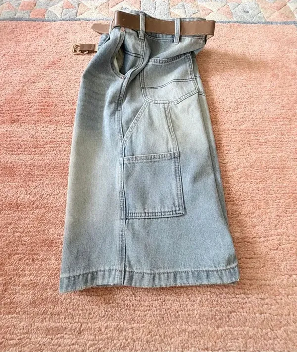 Light Wash Denim Bermuda Shorts High Rise Original Design Carpenter Belt NWT M - Image 7