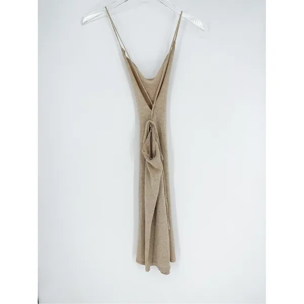 NWT ALOHAS Campbell Glim Knit Mini Dress Women's L‎ Gold Metallic Party - Image 4