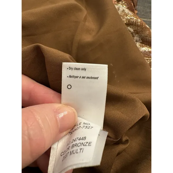 Paige Women's Brown Noah Floral Metallic Dress Size Large Silk Peasant Milkmaid - Image 5