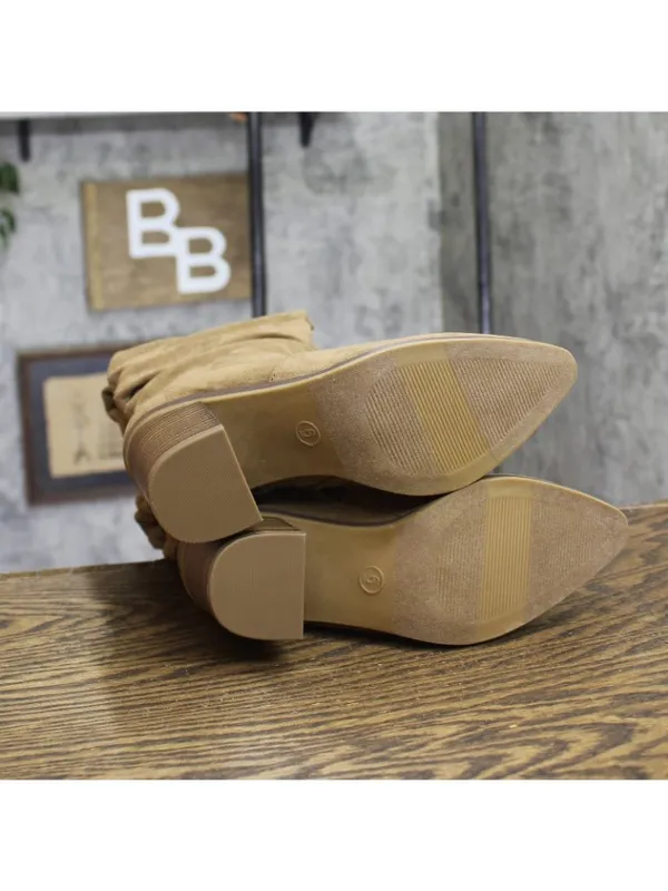 NWT Universal Thread Junie Ruched Block Heel Boots 94568670 Tan Brown 6M - Image 7
