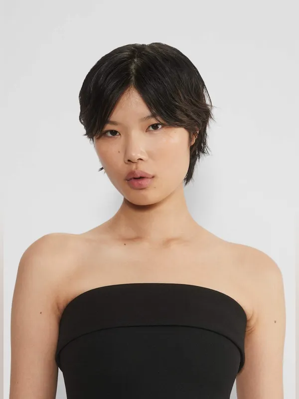 Aritzia Babaton FigureKnit Eyecatcher Black Tube Top Blouse L - Image 3