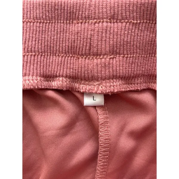 Unbranded Joggers Large Pink Elastic Waist Soft Knit Lounge Pants 7510 - Image 4