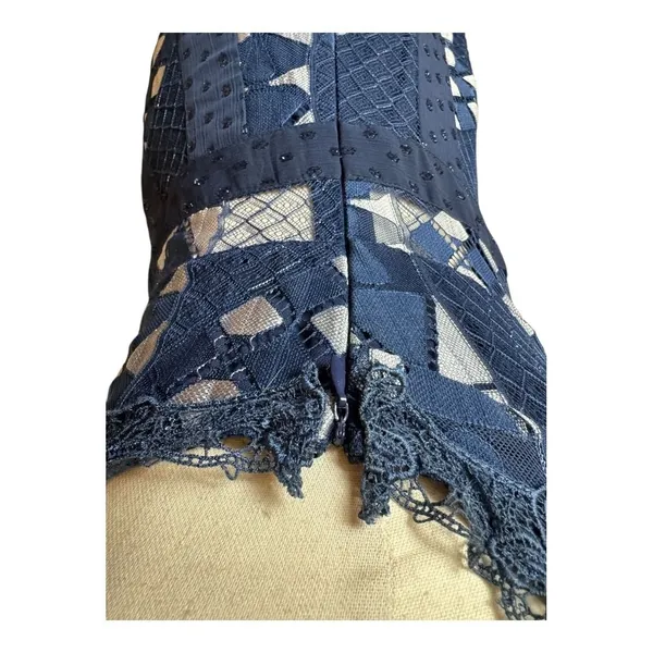 Foxiedox Dress Women Medium Blue Silver Lace‎ Bravo Zulu Midi Party Cocktail - Image 6