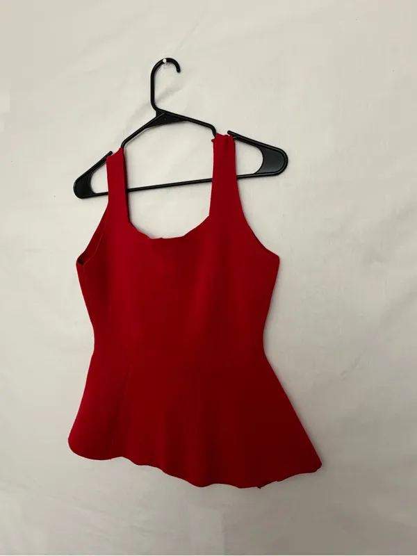 Milk & Honey Womens Red Knit Peplum Tank Top Gold Button Front Size S(A901) - Image 9