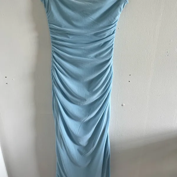Pretty Garden Blue Strapless Ruched Dress - Image 2