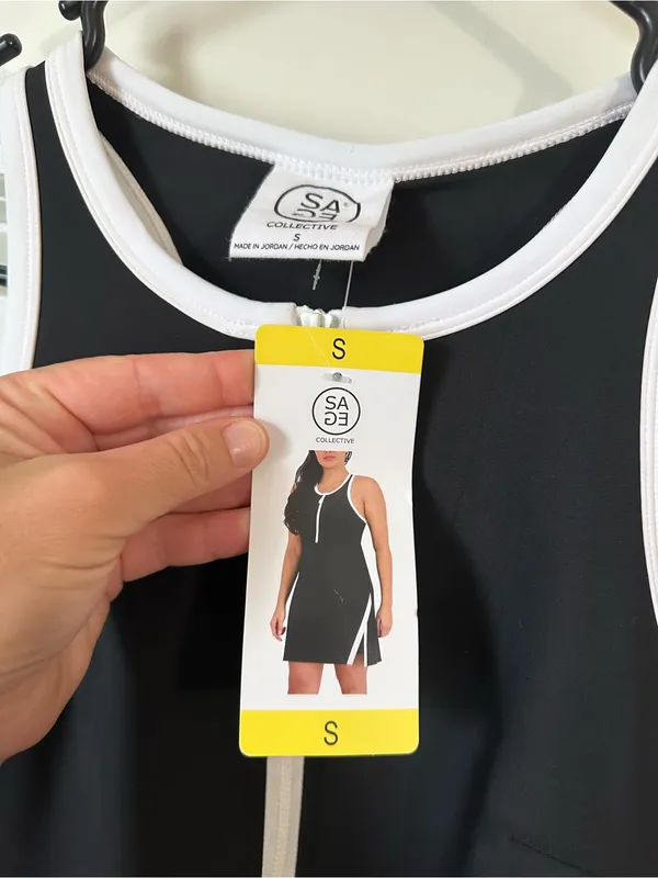 SAGE Collective Tennis Dress with Shorts Womens S Black Pickleball Activewear - Image 3