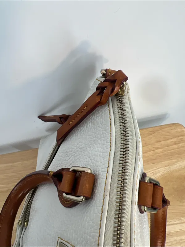 Dooney & Bourke Pebble Grain Domed Satchel White Purse Bag - Image 4