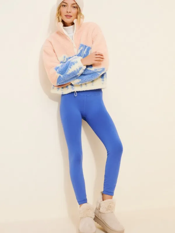 BEACH RIOT Leona High Pile Fleece Half Zip Pullover in Peach Size X-Large - Image 3