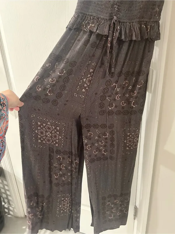Blue B Collection Wide Leg Jumpsuit Brown - Image 3