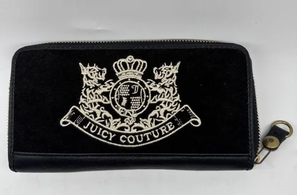 RARE NEW Y2K Original Juicy Couture Black Velour Scottie Dog Long Wallet 8" NWOT - Image 12