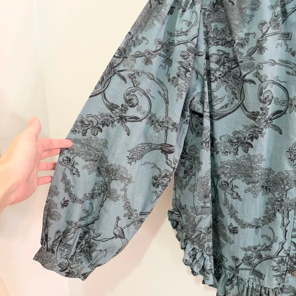 Ivy Jane Toile Ruffle Hem Cotton Blouse – Small - Image 5