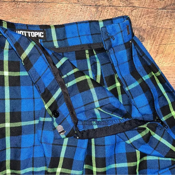 Hot Topic Blue Plaid Goth Schoolgirl Skirt - Image 10