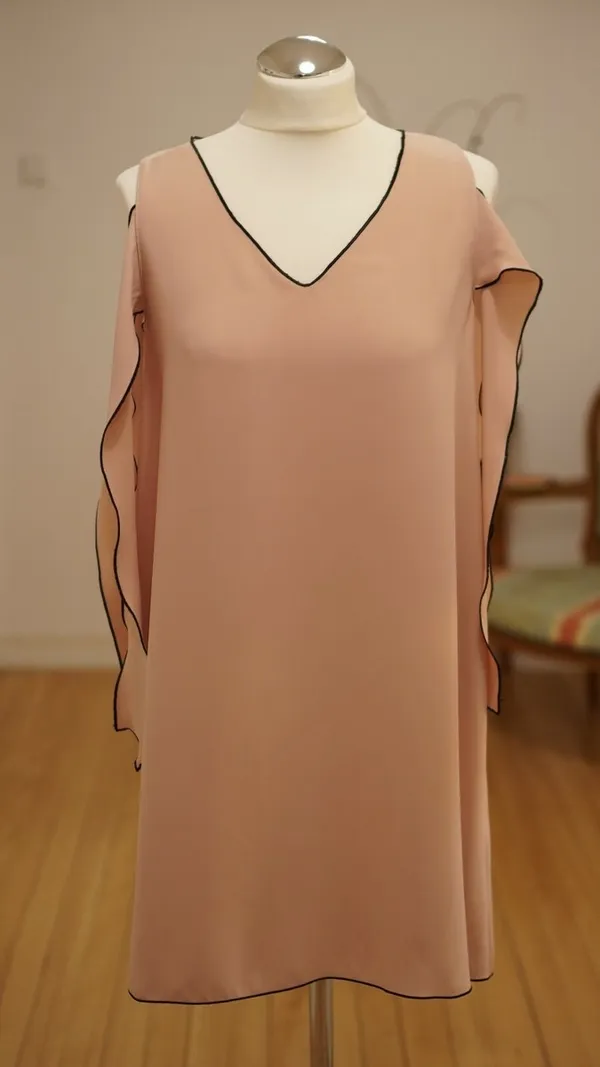 Zara Blush Pink Cold-Shoulder Midi Dress with Bow Sleeves EXCELLENT - Image 3